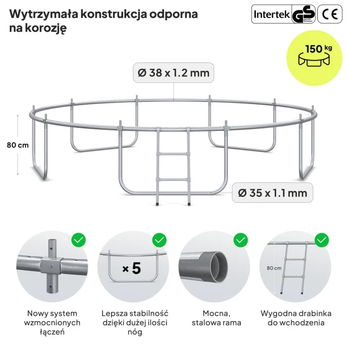 Батут Zipro Jump Pro Premium з внутрішньої сіткою 12 футів 374 см чорно-зелений