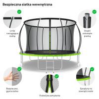 Батут Zipro Jump Pro Premium з внутрішньої сіткою 12 футів 374 см чорно-зелений