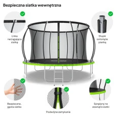 Батут Zipro Jump Pro Premium с внутренней сеткой 12 футов 374 см черно-зеленый