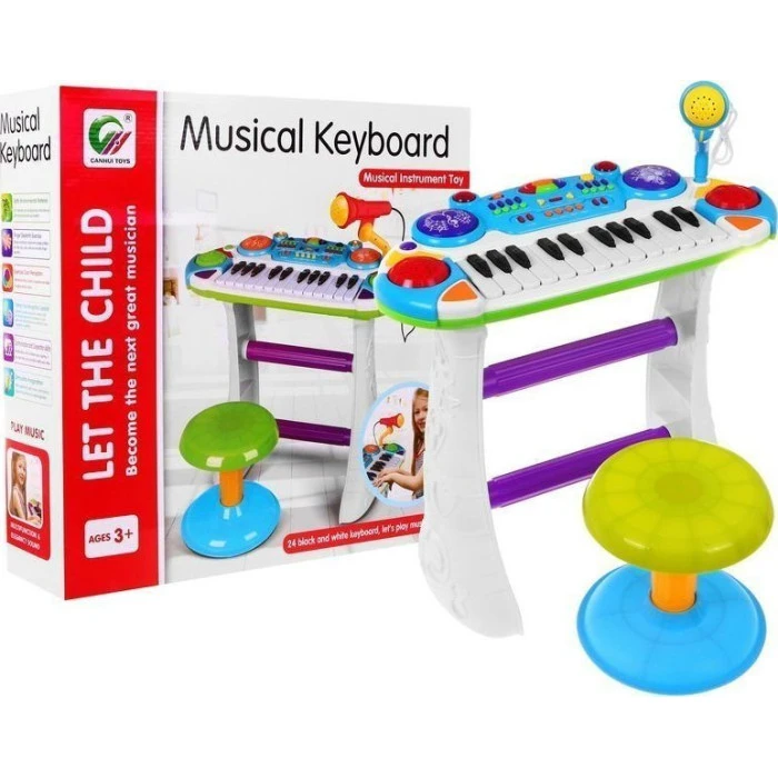 Детский синтезатор + Малые барабаны + Микрофон 3+