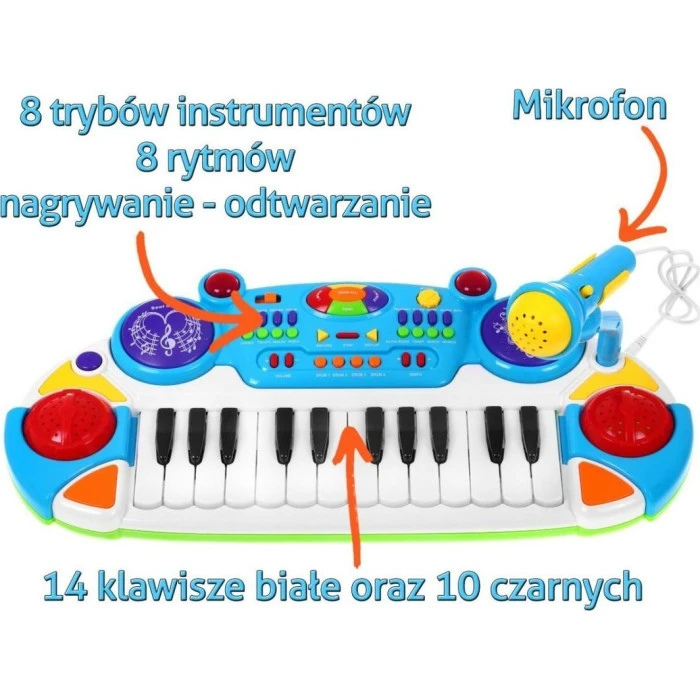 Детский синтезатор + Малые барабаны + Микрофон 3+