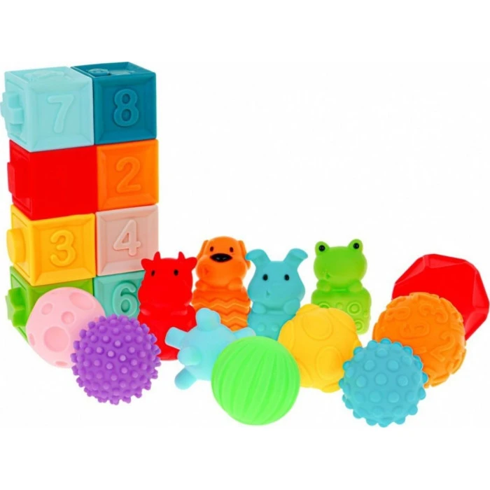 Mega набір з 20 кульок з кубиків тварин для дітей 6 м+
