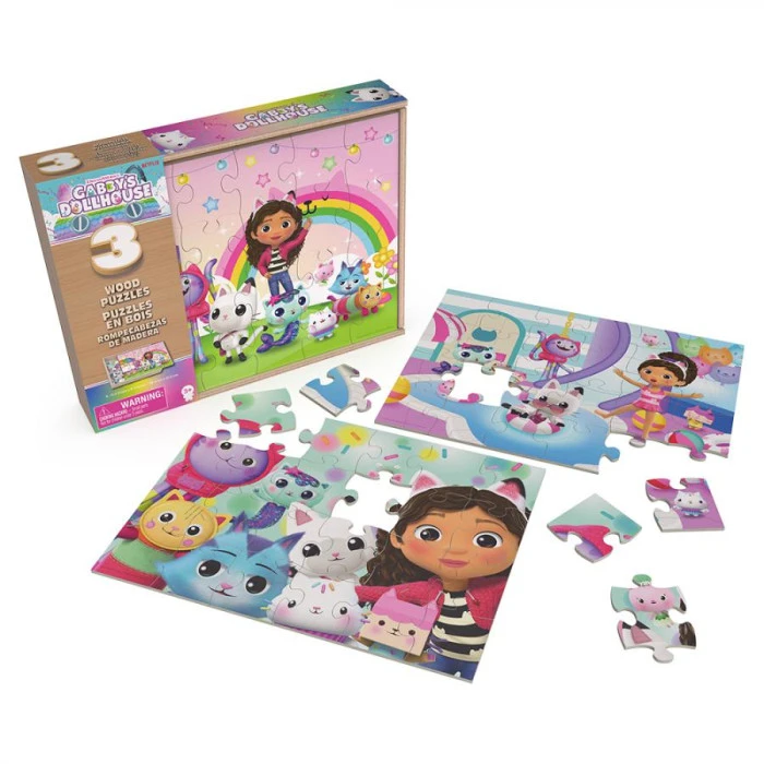 Пазл деревянный Spin Master 3в1 "Кукольный домик Габби" 21 х 28 см, 72 эл.