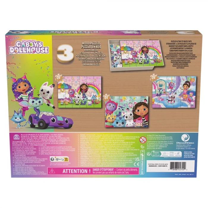 Пазл деревянный Spin Master 3в1 "Кукольный домик Габби" 21 х 28 см, 72 эл.