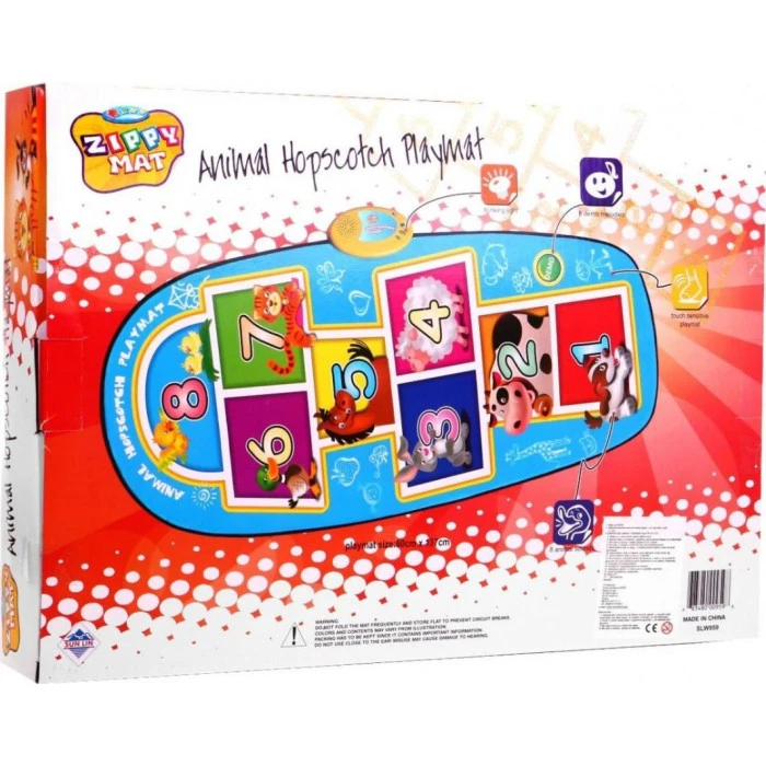 Інтерактивна гра в класики Килимок для дітей 3+ синій Звуки 8 тварин