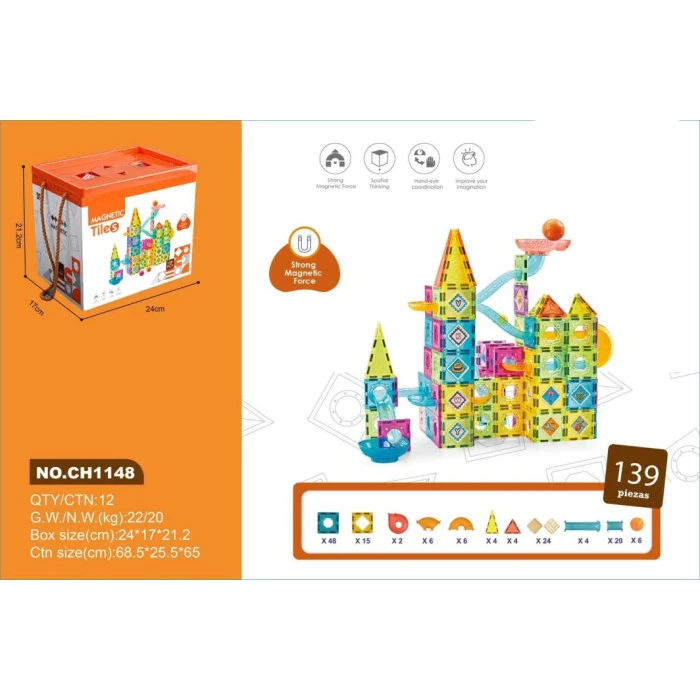 Детский конструктор магнитный Castle Track Ball 139 эл.