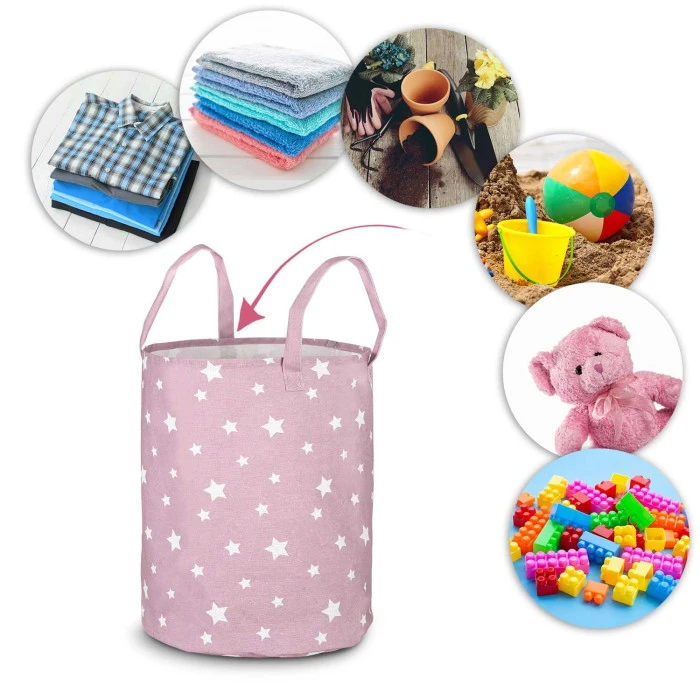 Корзина для игрушек Nukido розовая со звездами