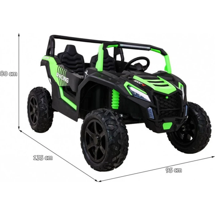 Детская аккумуляторная машинка Багги Strong Racing ATV для 2 детей Зеленая