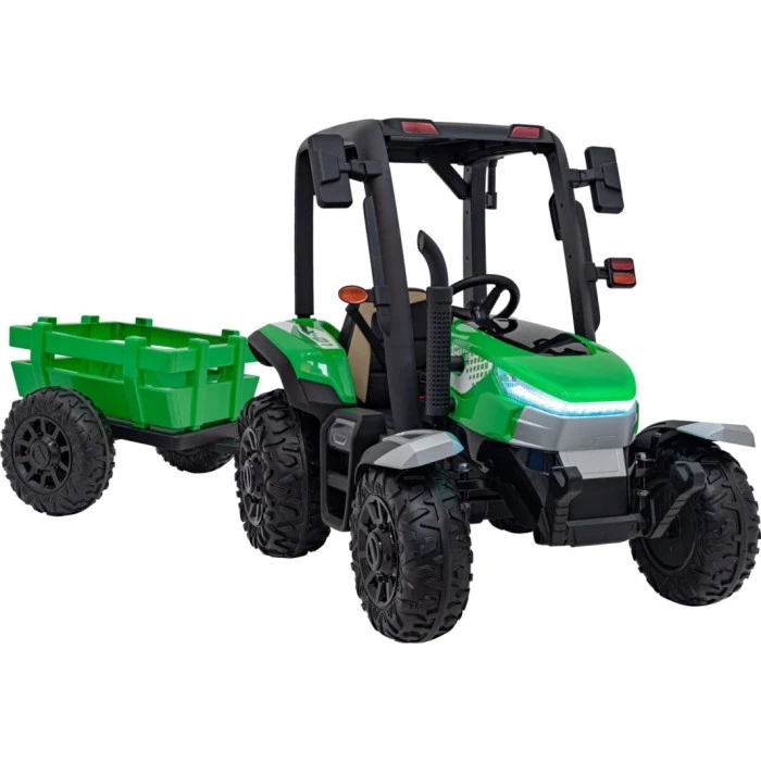 Дитячий акумуляторний трактор BLAST з причепом зелений