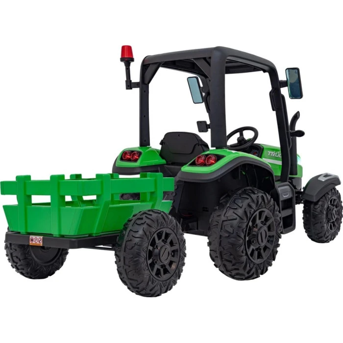 Дитячий акумуляторний трактор BLAST з причепом зелений