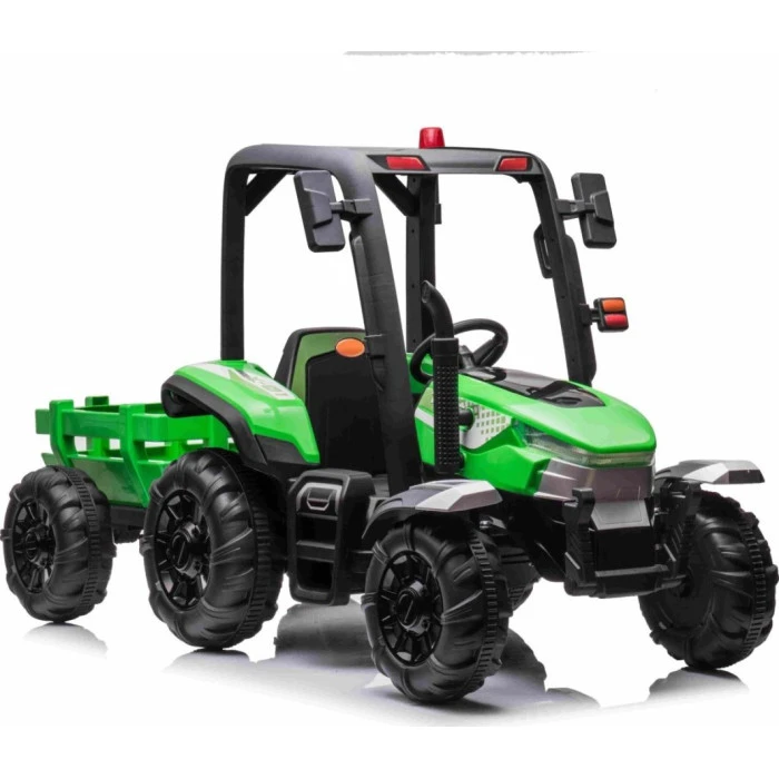 Дитячий акумуляторний трактор BLAST з причепом зелений