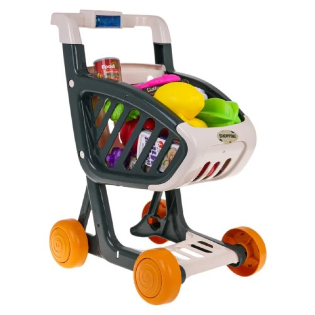Детская игрушечная тележка для покупок с подсветкой и музыкальной функцией 41 эл. Зеленый