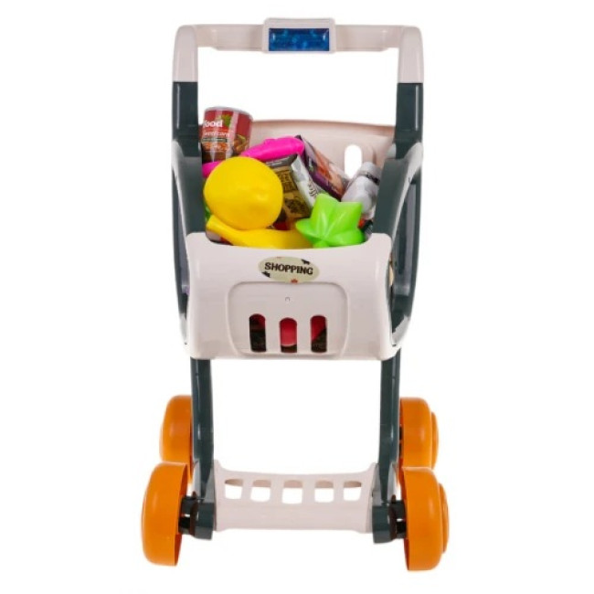 Детская игрушечная тележка для покупок с подсветкой и музыкальной функцией 41 эл. Зеленый