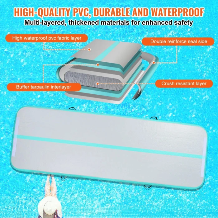 Надувной коврик VEVOR 300 x 101 x 10 см, бело-мятный