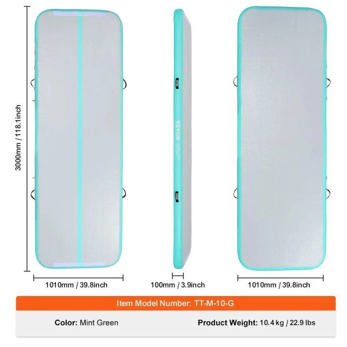 Надувной коврик VEVOR 300 x 101 x 10 см, бело-мятный