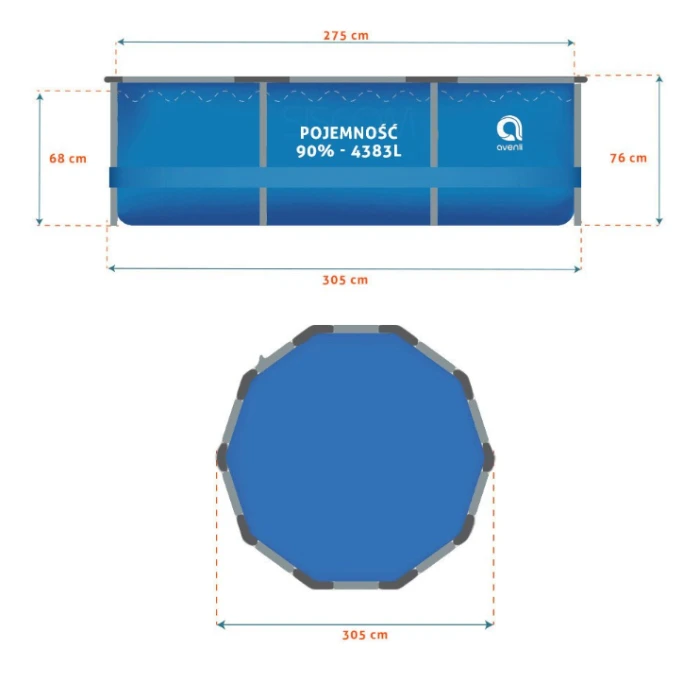 Бассейн каркасный Avenli 305х76см 16в1 (682)