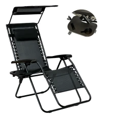 Розкладне крісло шезлонг із козирком LEOBRO Zero Gravity Black (LB-ZGC-H1-BLK)