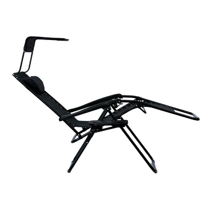 Розкладне крісло шезлонг із козирком LEOBRO Zero Gravity Black (LB-ZGC-H1-BLK)
