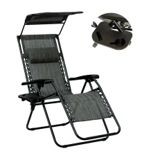 Розкладне крісло шезлонг із козирком LEOBRO Zero Gravity Dark Grey (LB-ZGC-H1-DGR)