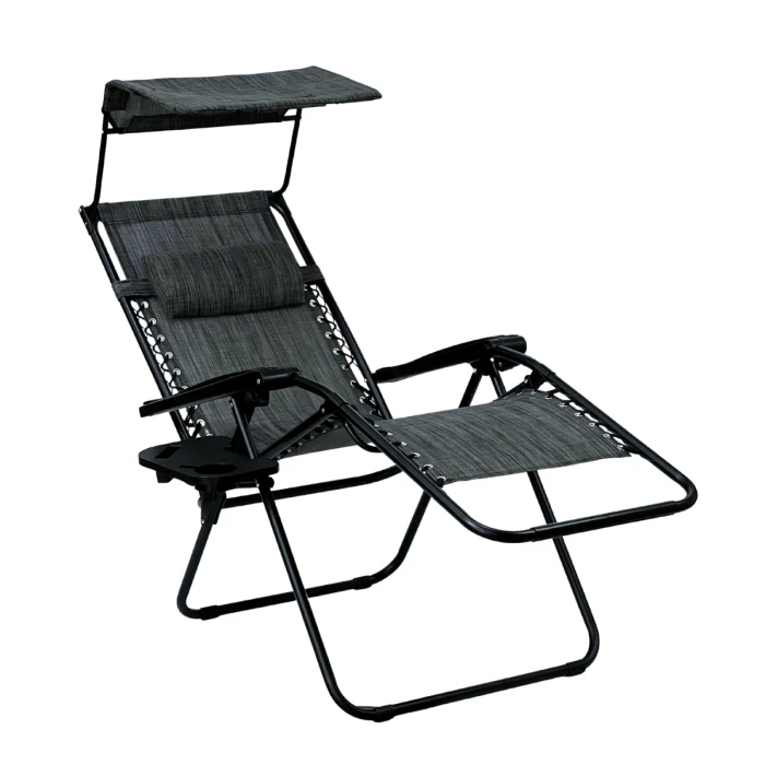 Розкладне крісло шезлонг із козирком LEOBRO Zero Gravity Dark Grey (LB-ZGC-H1-DGR)