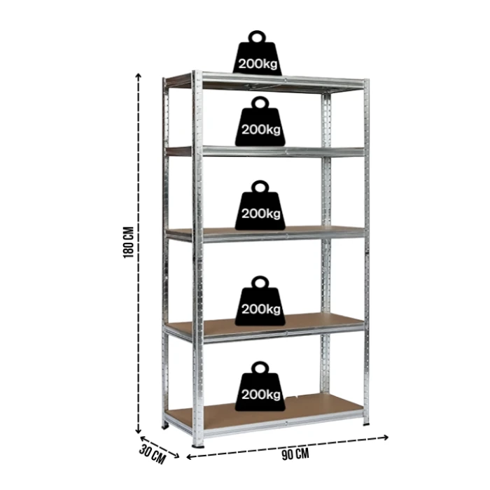 Стелаж LEOBRO Premium 180 х 90 х 30 см, 200кг/полиця, 5 полиць (LB-R105)