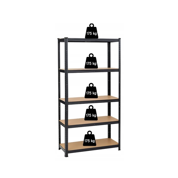 Стелаж LEOBRO Premium Black 180 х 90 х 40 см, 175кг/полиця, 5 полиць (LB-R115)