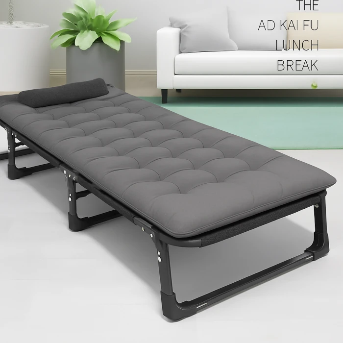 Розкладне ліжко (розкладачка) з матрацом і подушкою LEOBRO Grey (LB-FB-A1-GRY)