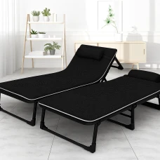 Розкладне ліжко (розкладачка) з Mesh-матрацом і подушкою LEOBRO Black (LB-FB-A2-BLK)