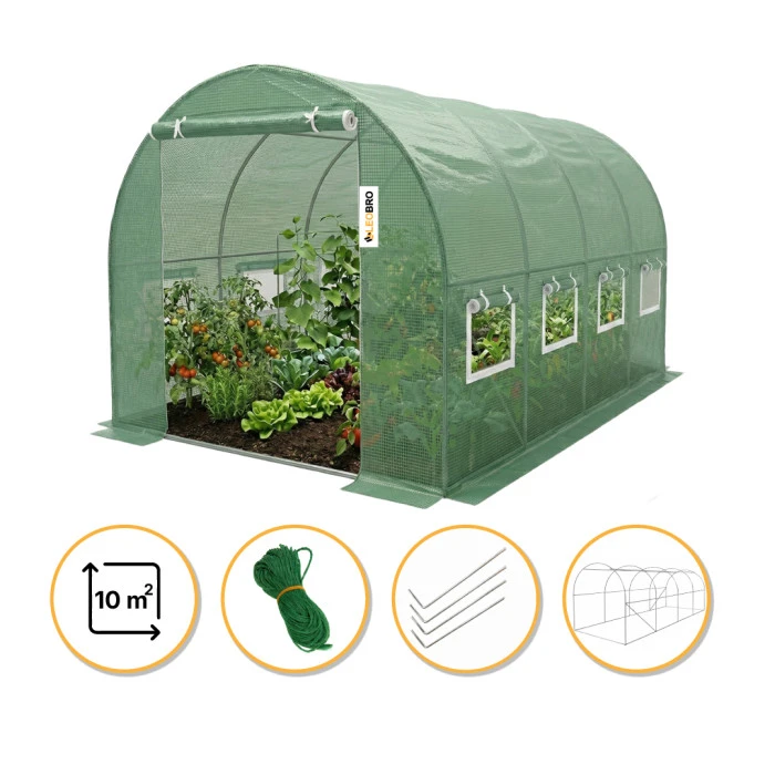 Усиленная теплица садовая парник LEOBRO Garden 10м2 Green (LB-G106-GRN)