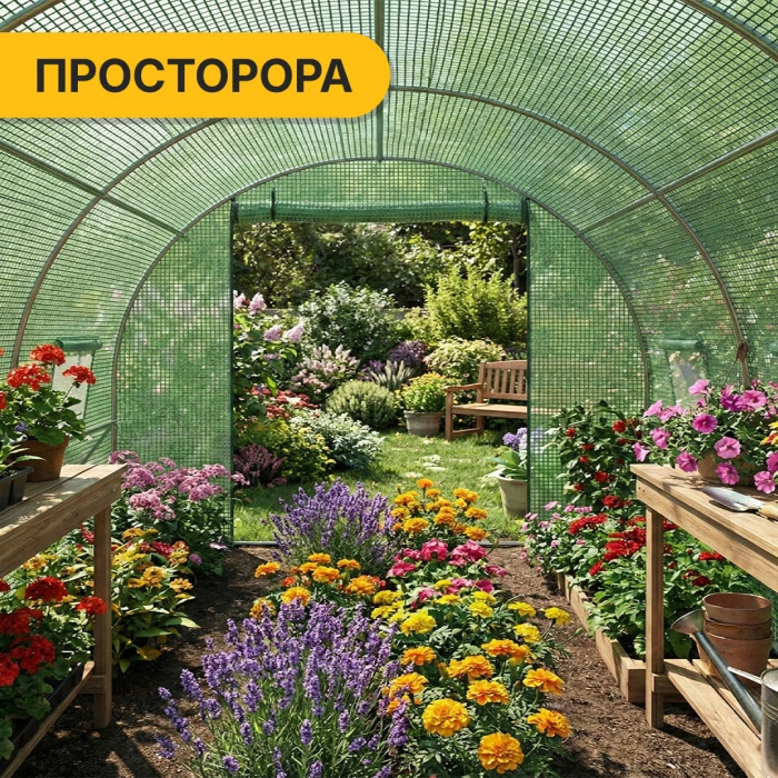 Посилена садова теплиця парник LEOBRO Garden 18м2 Green (LB-G107-GRN)