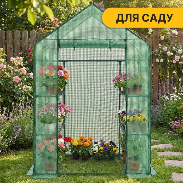 Стелаж-теплиця LEOBRO 143x73x195 см на 4 полиці Green (LB-G121)