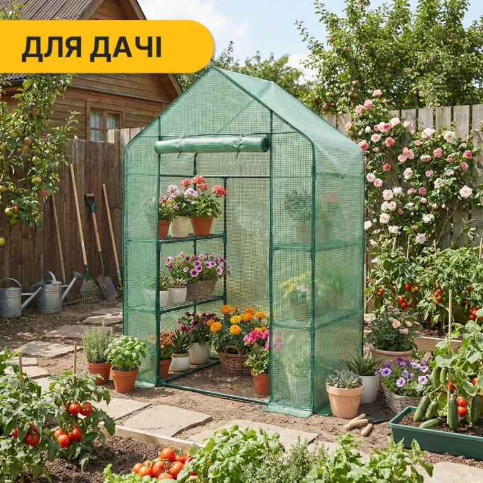 Стелаж-теплиця LEOBRO 143x73x195 см на 4 полиці Green (LB-G121)