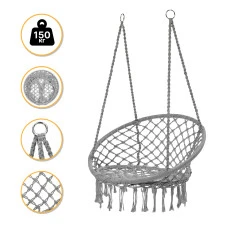 Підвісне плетене крісло-гойдалка LEOBRO Boho XL 80 см Grey (LB-1104)