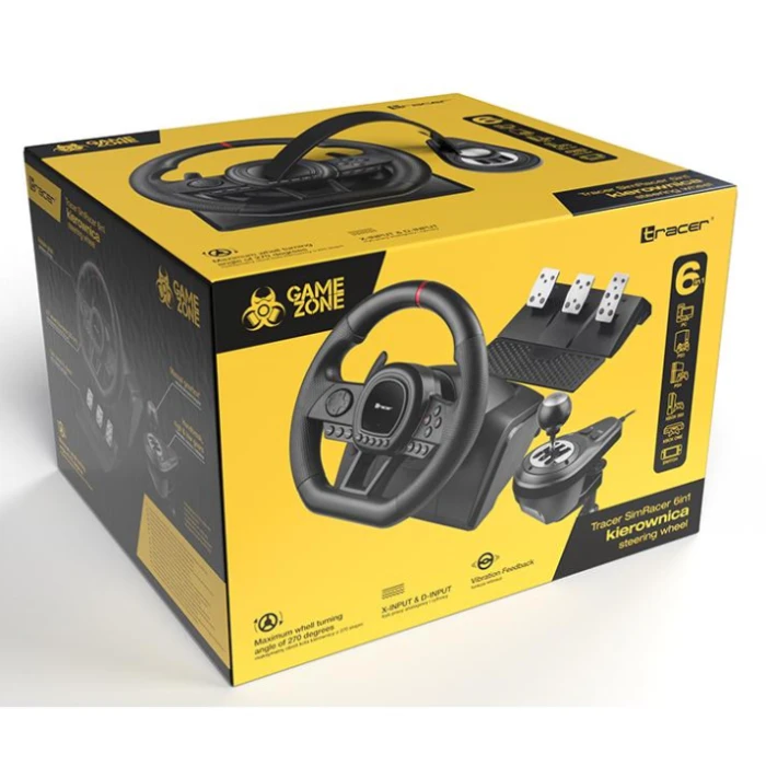 Кермо з педалями та коробкою передач Tracer SimRacer 6in1 для PS4/PS3/PC/Xbox One/Xbox 360 (47345)