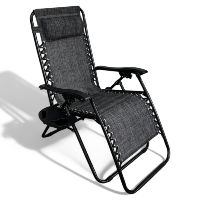 Розкладне крісло шезлонг LEOBRO Zero Gravity Dark Grey (LB-ZGC-A1-DGR)