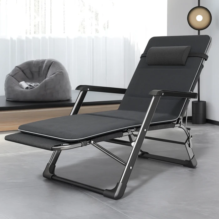 Розкладне крісло ліжко з подушкою LEOBRO Темно-сіре (LB-FCB-G2-BLK)