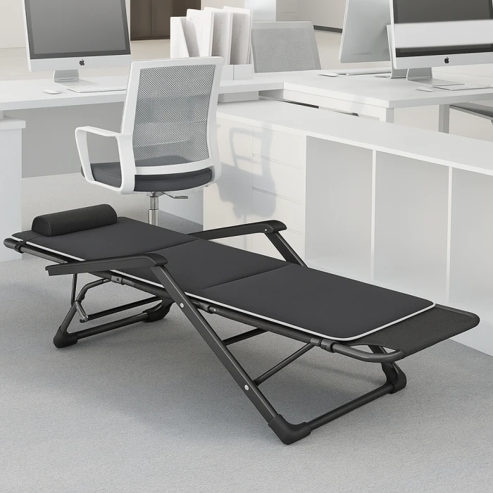 Розкладне крісло ліжко з подушкою LEOBRO Темно-сіре (LB-FCB-G2-BLK)