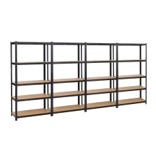 Набір із чотирьох стелажів LEOBRO Чорний 180 х 360 х 40 см, 175кг/полиця, 5 полиць (LB-R175-BLKX4)