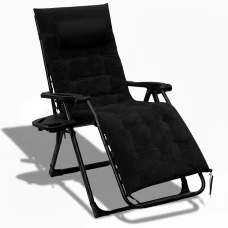 Розкладне крісло шезлонг LEOBRO Zero Gravity Premium Plus Black Velvet (LB-ZGC-K3-BLK)
