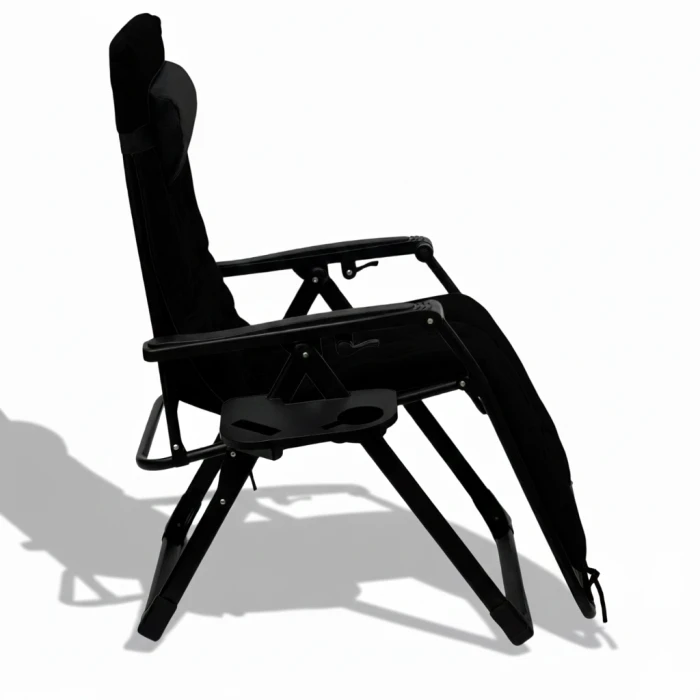 Розкладне крісло шезлонг LEOBRO Zero Gravity Premium Plus Black Velvet (LB-ZGC-K3-BLK)