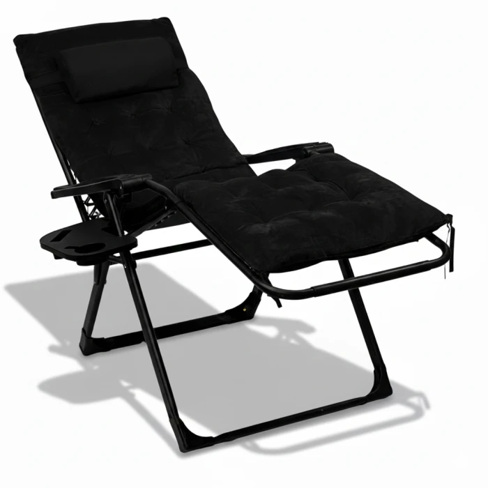 Розкладне крісло шезлонг LEOBRO Zero Gravity Premium Plus Black Velvet (LB-ZGC-K3-BLK)