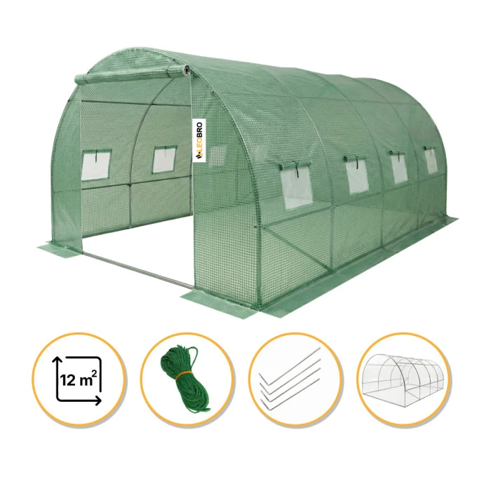Велика садова теплиця 12м² LEOBRO Green (LB-G104-GRN)
