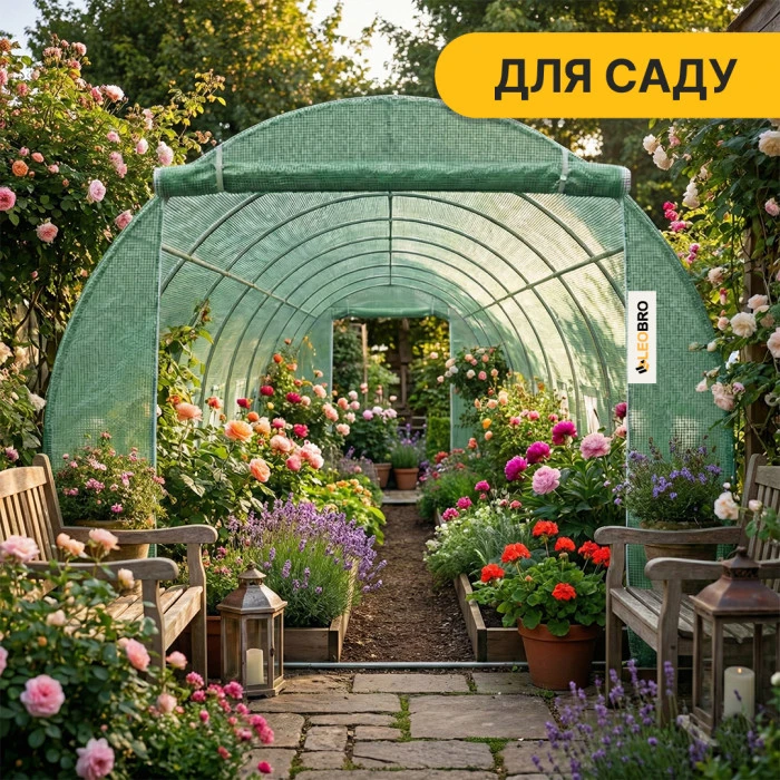 Посилена садова теплиця парник LEOBRO Garden 24м2 Green (LB-G124-GRN)