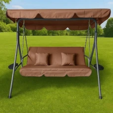 Гойдалка з подушками та підсклянниками на 3 особи LEOBRO Коричнева (LB-SW3-D2-BRN)