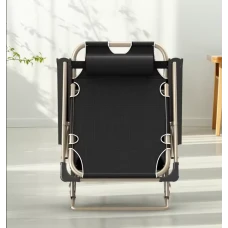 Раскладное кресло шезлонг с матрасом и подушкой LEOBRO Чёрное