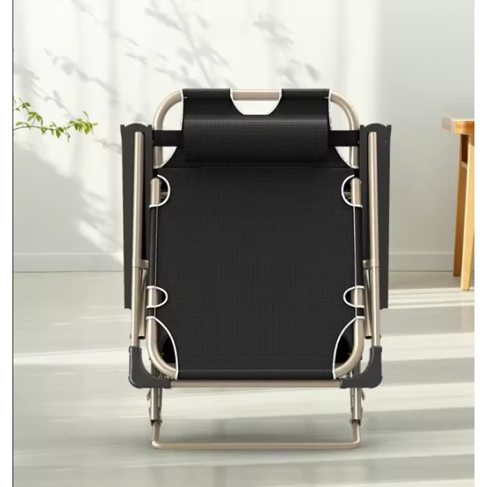 Розкладне крісло шезлонг із матрацом та подушкою LEOBRO Чорне