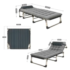 Раскладная кровать (Раскладушка) с подушкой LEOBRO Тёмная полоска