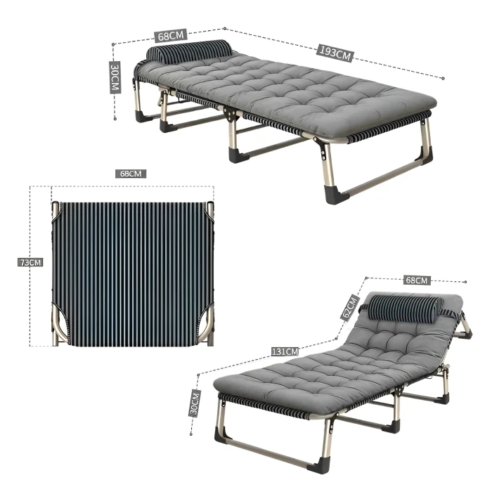 Розкладне ліжко (розкладачка) з подушкою LEOBRO Темна смужка