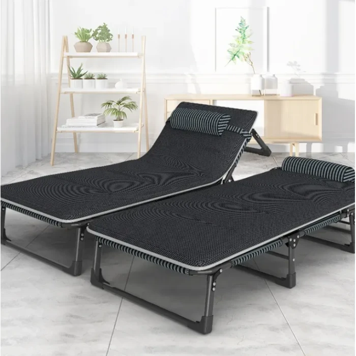 Раскладная кровать (раскладушка) с подушкой LEOBRO Темная полоска (FB-S02-PM)