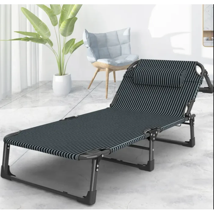 Раскладная кровать (раскладушка) с подушкой LEOBRO Темная полоска (FB-S02-PM)